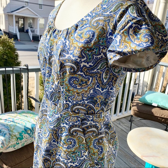 !Sold! Peacock Paisley Dress J. Crew Womens Size 4 - Picture 5 of 8